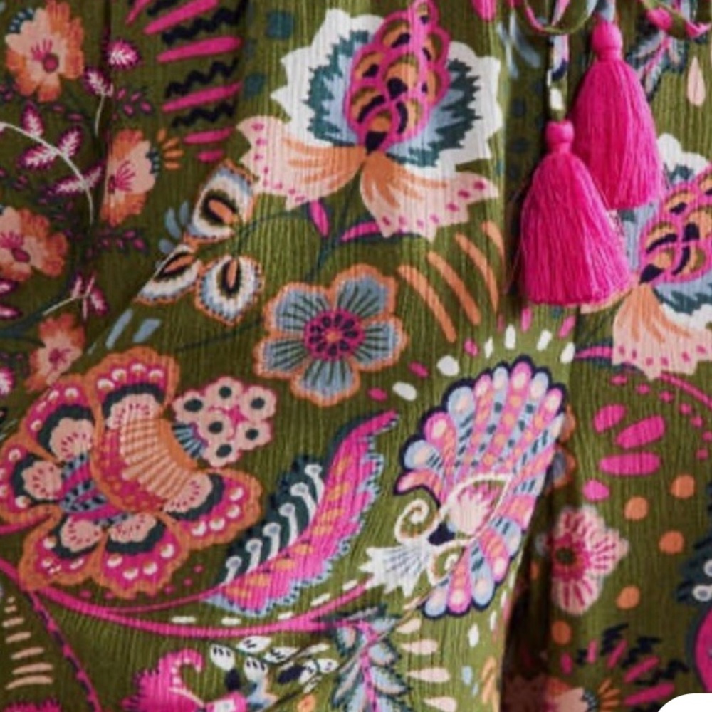 Boden Crinkled Tapered Trousers Paisley Pull-On  Pants Size US 4R - Picture 2 of 5